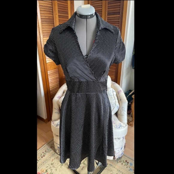 Vintage Black Polka Dot Dress - Picture 1 of 4